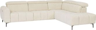 Vente-Unique Sof&aacute; rinconera derecha con sistema de relax el&eacute;ctrico en tela texturizada beige CALDORIA