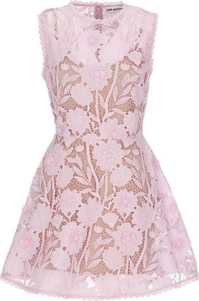 Self Portrait Floral Lace Mini Dress With Petticoat And Rear Zipper