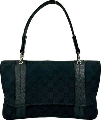 Gucci Black Canvas Leather Handbag Shoulder Bag Tote Bag (Pre-Owned)