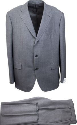 Caruso Grey & Black Wool Single Breasted Blazer