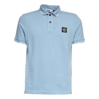 Stone Island Polo Shirts, male, Blue, Size: XL Logo Cotton Polo