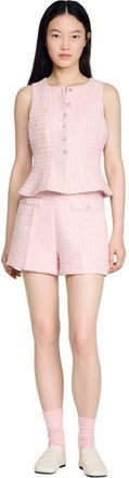 Sandro Sequin check tweed shorts in Pink at Nordstrom, Size 34 Eu