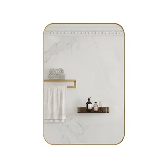 STILVORA Armario Con Espejo Con 2 Estantes Regulables, Montaje En Pared O Empotrado, Para Ba&ntilde;o, De Metal Y Vidrio, Dorado