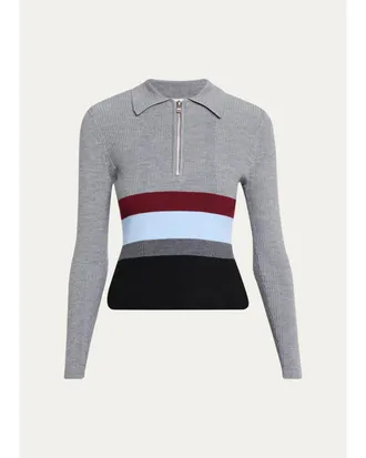 Toccin Faye Colorblock Half-Zip Polo Sweater