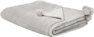 Beliani Beliani - Manta De Poli&eacute;ster Suave Gris 150 X 200 Cm Con Pompones Saitler