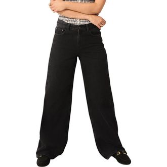 Next Wide Leg Jeans in Black at Nordstrom, Size 4 Us