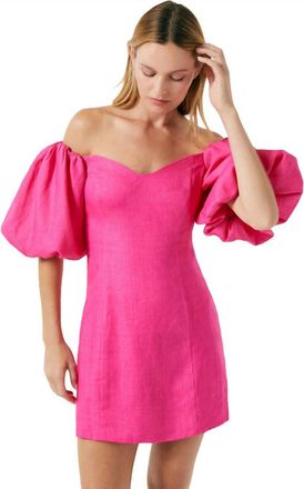 Rhode Resort Dali Puff Sleeves Mini Dress In Hot Pink