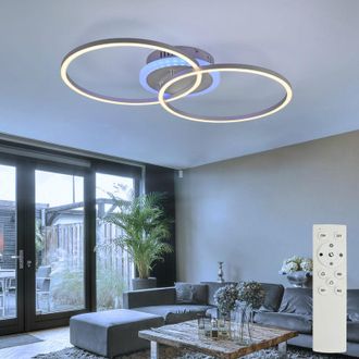 ETC Shop Plafoniera LED plafoniera telecomando dimmerabile con cambia colori RGB soggiorno, metallo, LED RGB 30W 3350Lm 3000K, LxPxH 60x35x8 cm