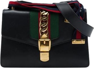 Gucci Pre-owned Sylvie Schoudertas - Dames - Vintage Schoudertas - Zwart - ONE Size - Leer - Vintage