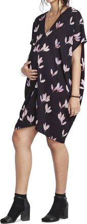 Hatch Slouch Maternity Mini Dress In Black Wild Tulip