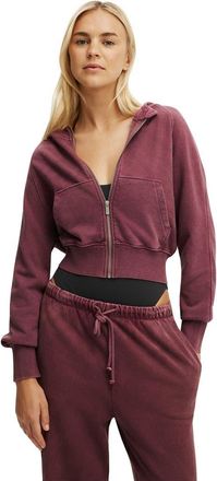 Cotton On Womens Active Raglan Zip Through Hoodie in Washed Dusty Rose at Nordstrom, Size X-Small