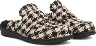 Vionic Womens Gemma Ii Slipper In Black & Cream Houndstooth