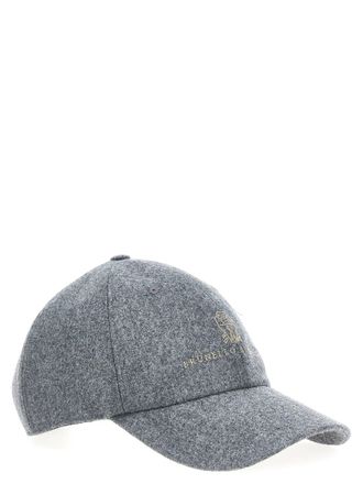 Brunello Cucinelli Logo-Embroidered Wool Baseball Cap - Grey
