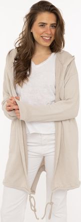 Zwillingsherz Jerseymantel ZWILLINGSHERZ Positive Mind, Damen, Gr. L/XL, light beige, Jersey, Obermaterial: 70% Baumwolle, 30% Polyester, unifarben, comfort fit h&uuml;f