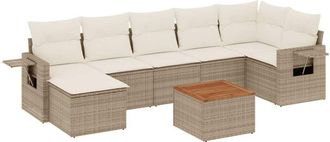 vidaXL Vidaxl - Juego De Sof&aacute;s De Jard&iacute;n Con Cojines Beige 8 Pzas Rat&aacute;n Pe