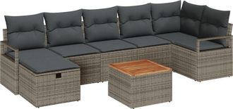 vidaXL Garden Sofa Set with Cushion 8 pcs Grey Poly rattan Vidaxl
