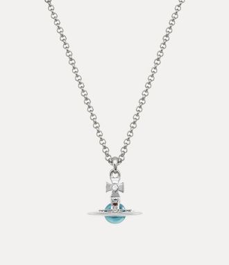 Vivienne Westwood New Petite Orb Pendant Necklace Platinum-blue-zircon-perspex Platinum-blue-zircon-perspex Women