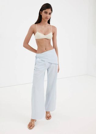 Mango Pantalone dritto con foulard rimovibile celeste - Donna - 36 - MANGO