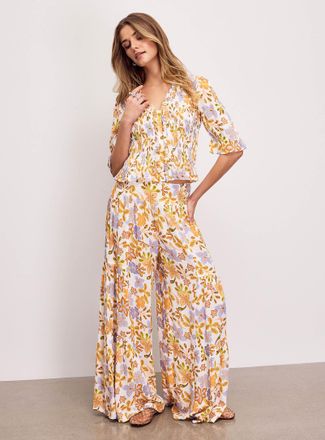 Icone Womens Crinkled texture tiered ultra-wide-leg pant