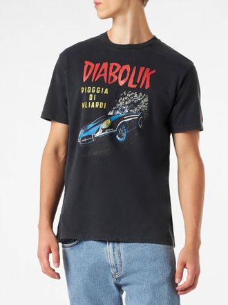 MC2 Saint Barth Man Cotton Vintage Treatment T-shirt With Diabolik Car And Money Printed Diabolik Special Edition