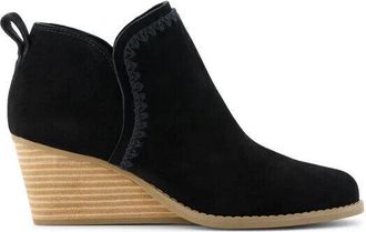Toms Kaia 10021318T Booties Womens US 7 Black Suede Wedge Ankle Boots ZPO2816