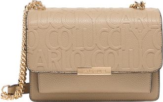 Carlo Colucci Schoudertas met Reli&euml;flogo - Dames - Schoudertassen - Beige - ONE Size - Tassen