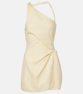 Sir. Gathered halterneck linen minidress