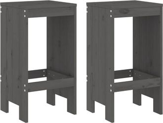 vidaXL Vidaxl - Taburetes De Cocina 2 Uds Madera Maciza Pino Gris 40x36x75 Cm