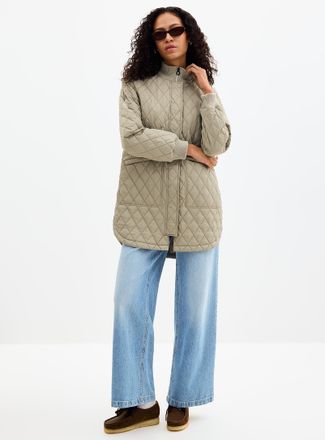 Lole Womens Ribbed-collar quilted diamond puffer jacket