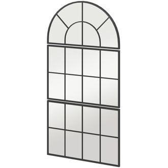 HOMCOM Homcom Espejo De Pared, 76x149 Cm, 3 Piezas, Espejo De Recibidor Con Marco De Metal En Forma De Ventana, Decoraci&oacute;n Para Sal&oacute;n, Dormitorio, Negro