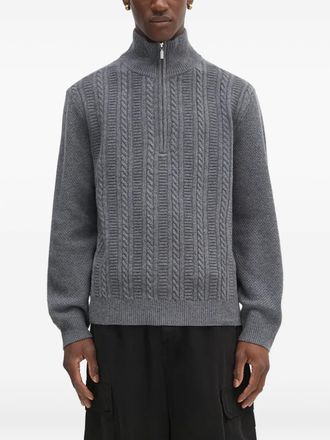 A.P.C. cable-knit half-zip sweater - men - Fabric - L - Grey