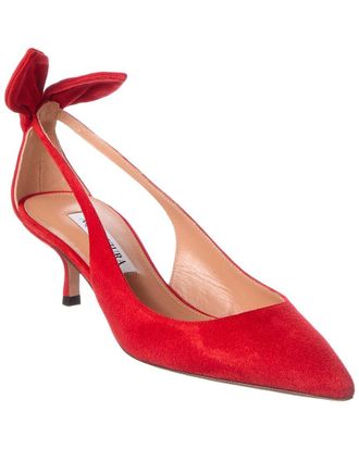 Aquazzura Bow Tie 65 Suede Slingback Pump