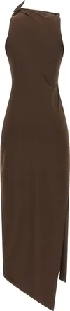Coperni 3D Floral Appliqu&eacute; Asymmetrical Dress - Brown