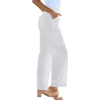 Roaman's Petite Plus Size Convertible Cargo Pants in White at Nordstrom, Size 18Short