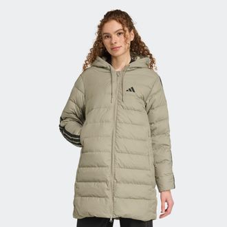 adidas Daunenjacke ADIDAS SPORTSWEAR W ESS 3S L D HP, Damen, Gr. M, gr&uuml;n (silber pebble), Obermaterial: 100% Polyester. Wattierung: 80% Entendaune, 20% Feder