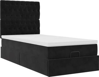 vidaXL Vidaxl - Estructura Cama Otomana Colchones Terciopelo Negro 90x200 Cm