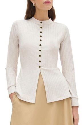 Aligne Daphne Rib Cardigan in Oatmeal Marl at Nordstrom, Size 12