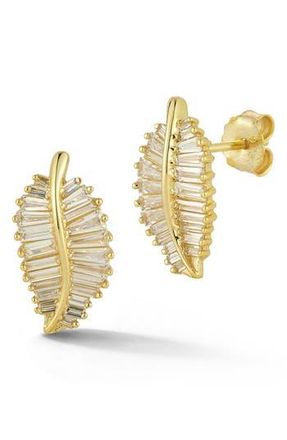 Glaze Jewelry Sterling Silver Leaf Stud Earrings in Gold at Nordstrom Rack