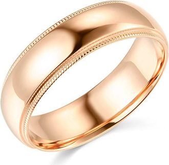 Pompeii3 7mm Milgrain Plain High Polished Dome Wedding Band 10k White, Yellow, Rose Gold