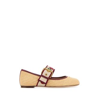 Valentino Garavani Ballerinas, female, Beige, Size: 10 US Mary-Jane Bribri Raffia Ballerina