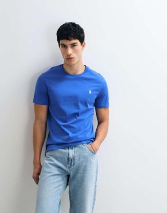 Polo Ralph Lauren T-shirt slim custom fit blu scuro con logo