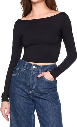 Susana Monaco Scoop Back Long Sleeve Top In Black