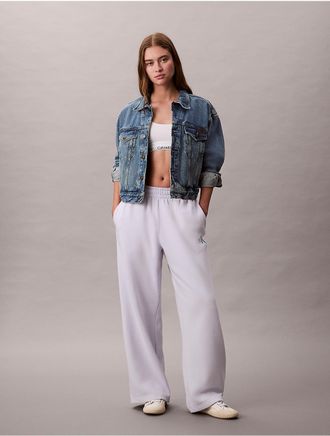 Calvin Klein Jeans Calvin Klein Womens Monologo Fleece Wide Leg Sweatpants - Purple - XS