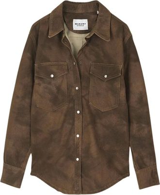 Isabel Marant Jassen, Dames, Bruin, 2Xs, Leer, Karima Faux Leather Shirt