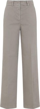 PESERICO Stretch Katoen Gabardine Broek - Dames - Wijde Broeken - Bruin - 2XL - Katoen - Broeken