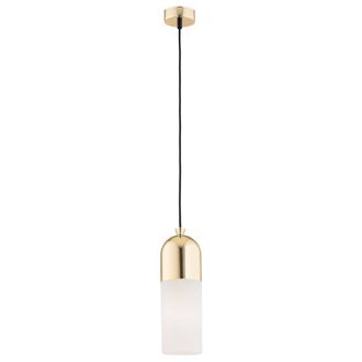 Netlighting Burgos Slim Pendant Ceiling Light Opal Matt Brass Steel in Gold