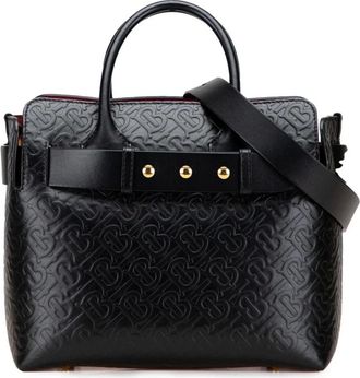 Burberry Pre-owned Handbags, female, Black, Size: ONE SIZE Pre-owned Leather Top Handle Bag