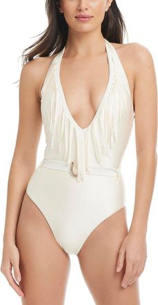 Red Carter Shine Solids Western Fringe One-Piece