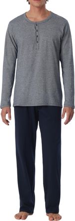 Schiesser Mens Long Pyjamas with Button Placket - Nightwear Set