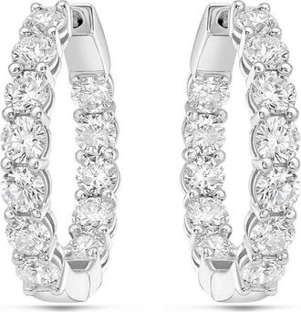 Diana M. Jewels 18kt white gold lab grown round diamond hoop earrings weighing 11.12 cts tw (oval shape)